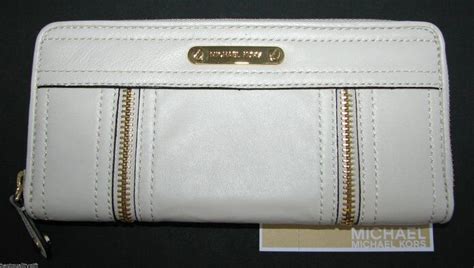 Michael Kors Wallet Moxley Off White Vanilla Leather With Gold 